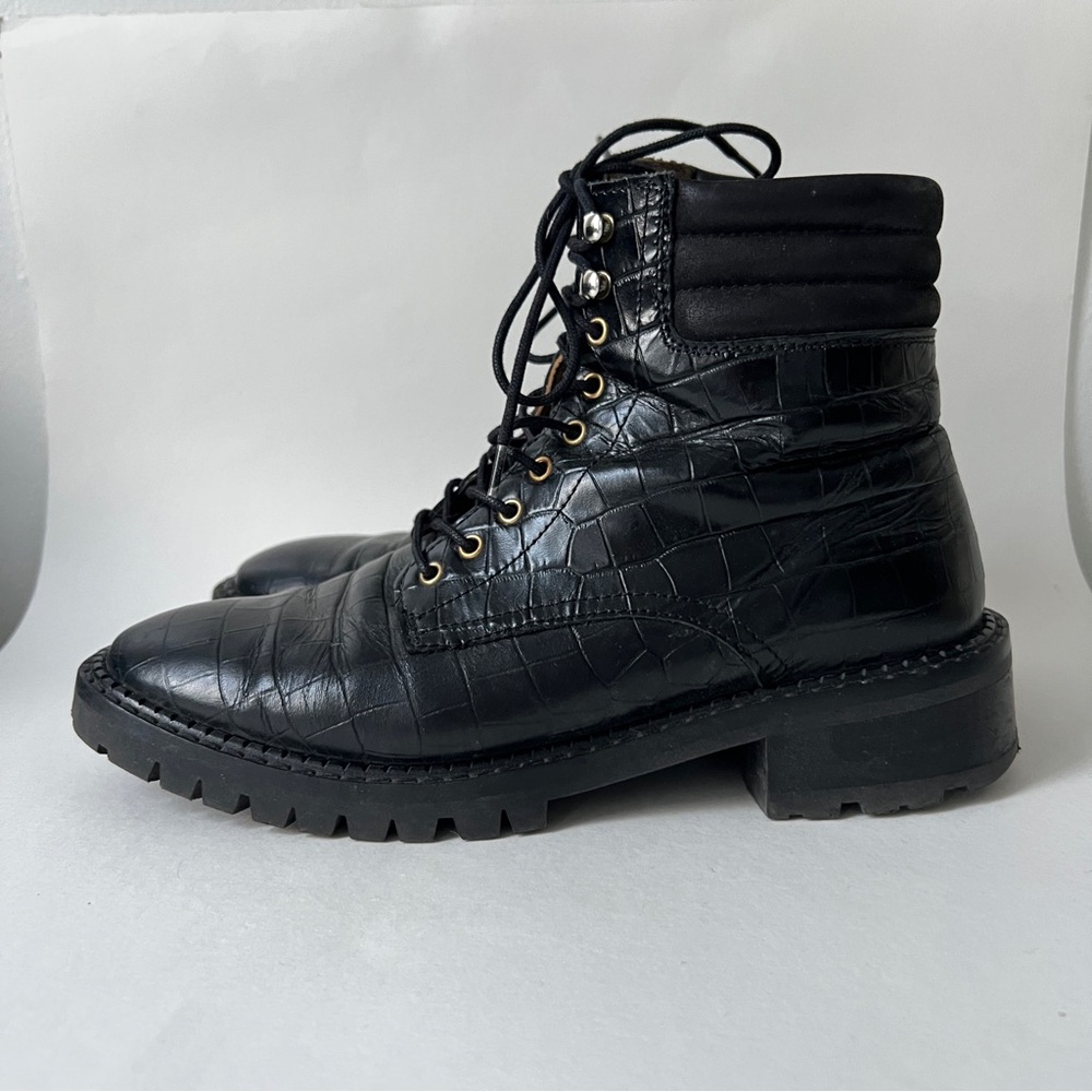 & Other Stories Black Croc-Embossed Ankle Boots